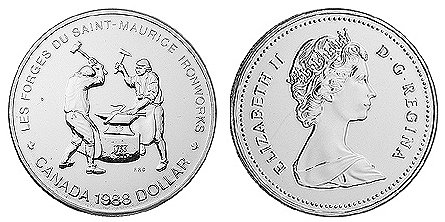 Канада, 1 доллар 1988 год, Кузницы Сен-Мориса