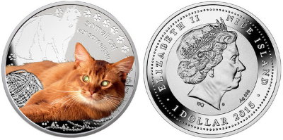 Ниуэ, 1 доллар 2015 год, Сомалийская кошка, ПРУФ