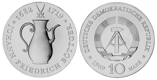 ГДР, 10 марок 1969 год, Иоганн Фридрих Бёттгер