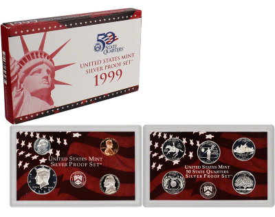 США, Годовой набор 1999 год, ПРУФ, серебро