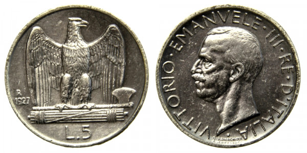 Италия, 5 лир 1927 год
