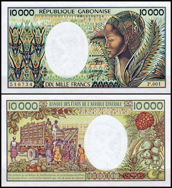 Габон 10000 франков 1984-1991 (UNC Pick 7)