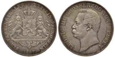 Гессен-Дармштадт 1 талер 1867 Людвиг III (1848-1877)