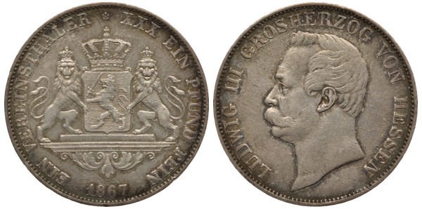 Гессен-Дармштадт 1 талер 1867 Людвиг III (1848-1877)