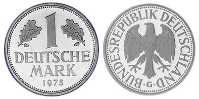 Германия, 1 марка 1975 год, G ПРУФ №2