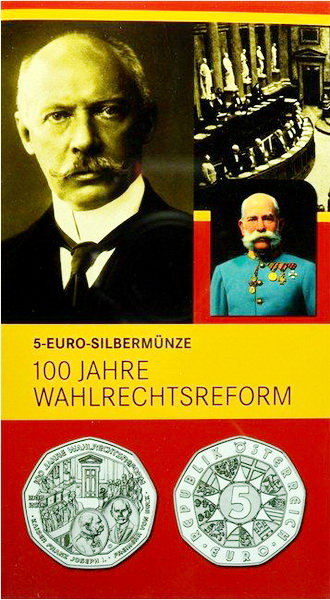 Австрия, 5 евро 2007 год, 100 лет Всеобщему избирательному праву, Буклет