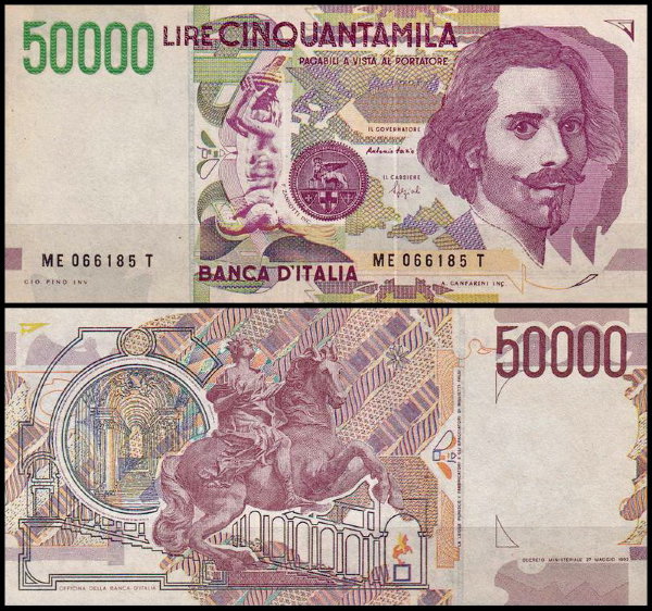 Италия 50000 лир 1992 (UNC Pick 116)