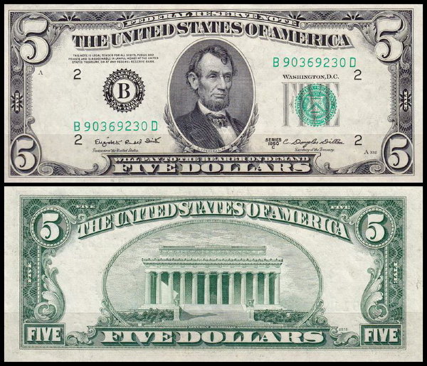 США 5 долларов 1950C (UNC Pick 438c) Federal Reserve Note