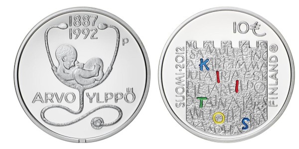 Финляндия, 10 евро 2012 год, педиатр Арво Юльппё