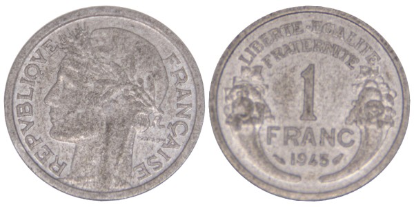 Франция, 1 франк 1945 год