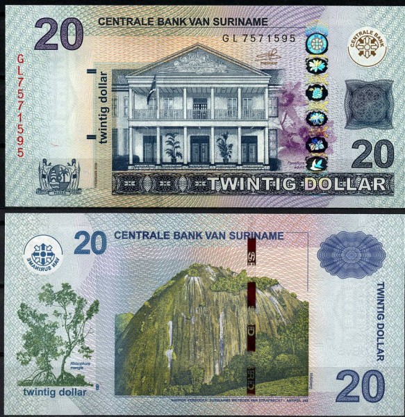 Суринам 20 долларов 2019 (UNC Pick 164c)
