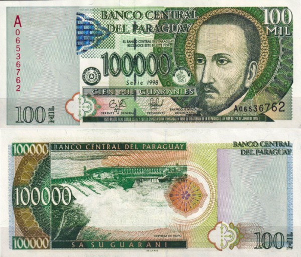 Парагвай 100000 гуарани 1998 (UNC Pick 219)