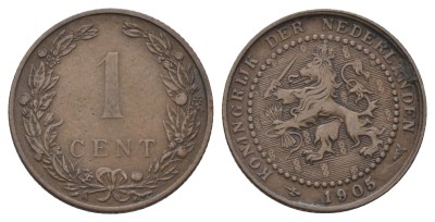 Нидерланды 1 цент 1905 год