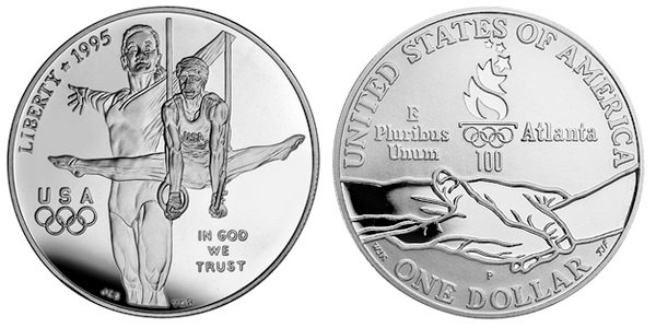 США, 1 доллар 1995 год, XXVI Олимпийские игры в Атланте, Гимнастика, ПРУФ