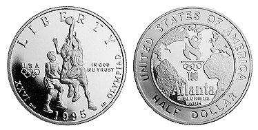 США, 50 центов 1995 год, XXVI Олимпийские игры в Атланте, Баскетбол, ПРУФ