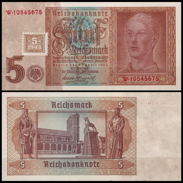 ГДР 5 марок 1948 (UNC Pick 3)