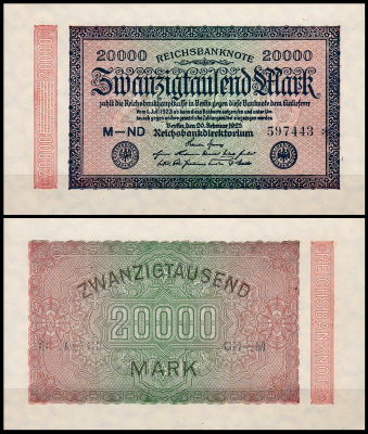 Германия 20000 марок 1923 UNC P.85 Вариант 1