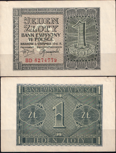 Польша 1 злотый 1941 (AUNC Pick 99)
