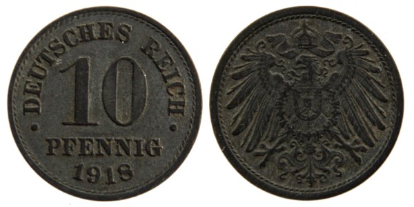Германия, 10 пфеннингов 1918 год 
