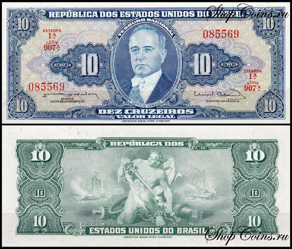 Бразилия 10 крузейро 1961-1963 (UNC Pick 167b) Подпись 12