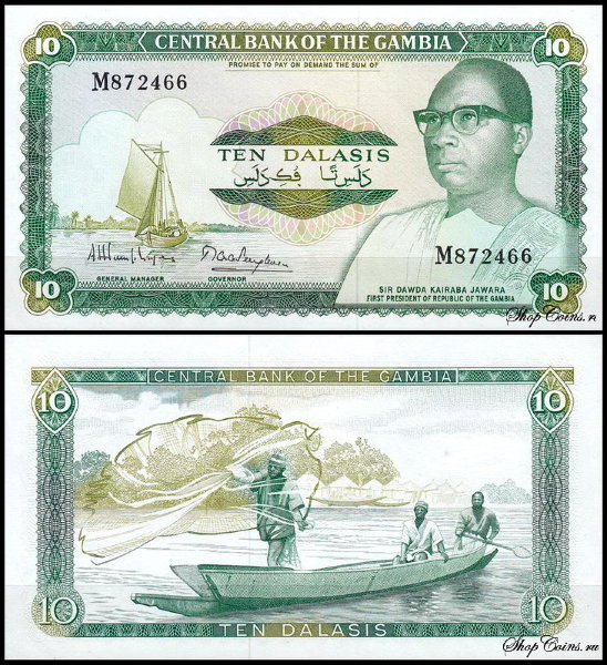 Гамбия 10 даласи 1987-1990 (UNC Pick 10)