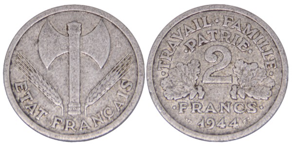 Франция, 2 франка 1944 год