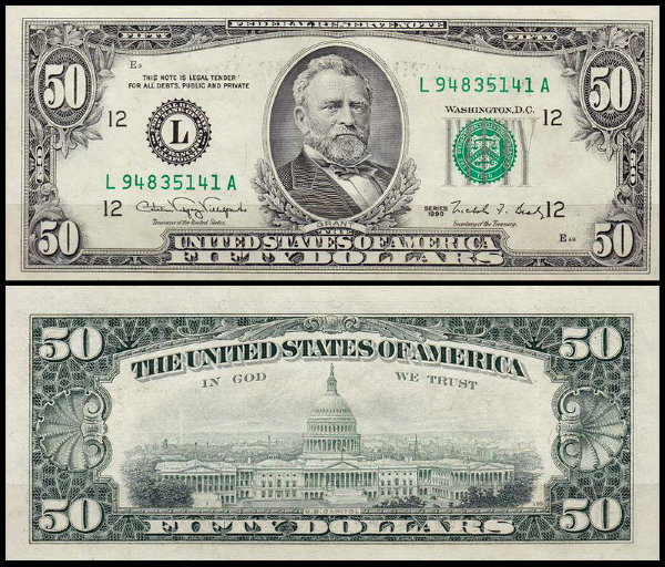 США 50 долларов 1990 (UNC Pick 488) Federal Reserve Note