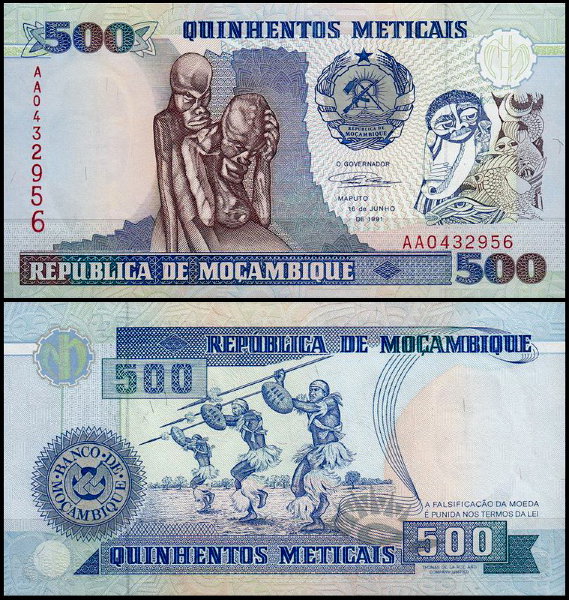 Мозамбик 500 метикал 1991 (UNC Pick 134)