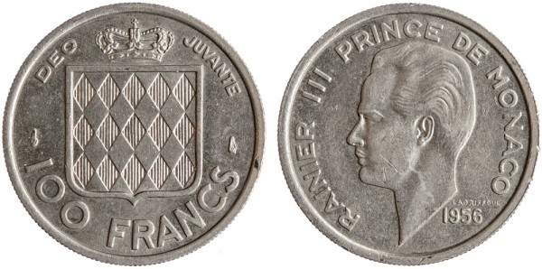 Монако, 100 франков 1956 год, UNC