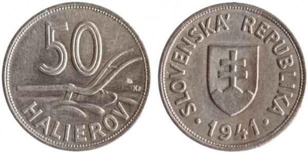 Словакия, 50 геллеров 1941 год, XF