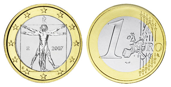 Италия, 1 евро 2007 (UNC, биметалл)