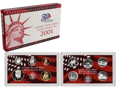 США, Годовой набор 2001 год, ПРУФ, серебро