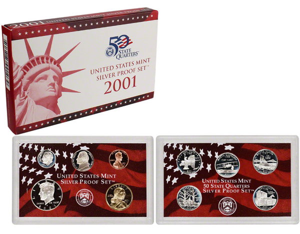 США, Годовой набор 2001 год, ПРУФ, серебро