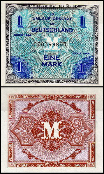Германия 1 марка 1944 UNC P.192 Номер 9 цифр
