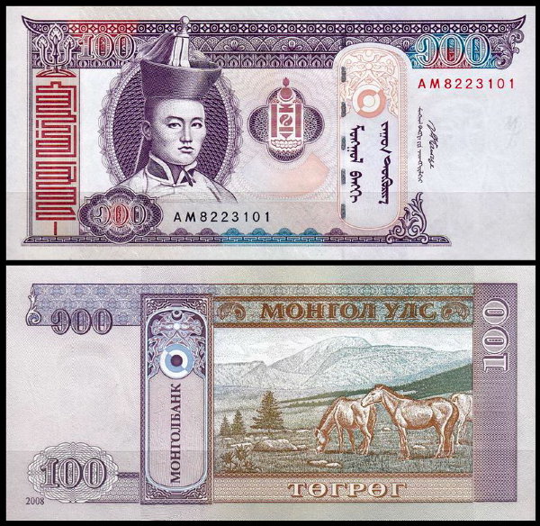 Монголия 100 тугриков 2000-2014 (UNC Pick 65)