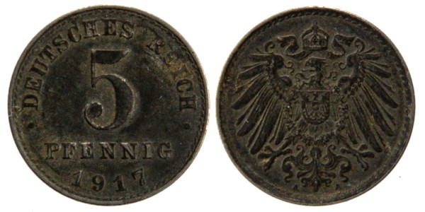 Германия, 5 пфеннингов 1917 год 