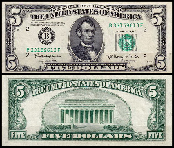 США 5 долларов 1950E (UNC Pick 438e) Federal Reserve Note