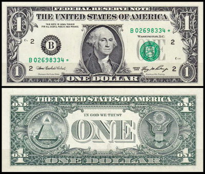 США 1 доллар 2006 (UNC Pick 523) Federal Reserve Note. Номер со звездой