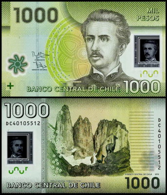 Чили 1000 песо 2009-2020 (UNC Pick 161)
