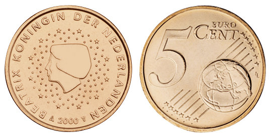 Нидерланды, 5 центов 2000 (UNC, медь)