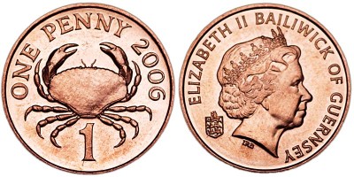 Гернси, 1 пенни 2006 год - краб