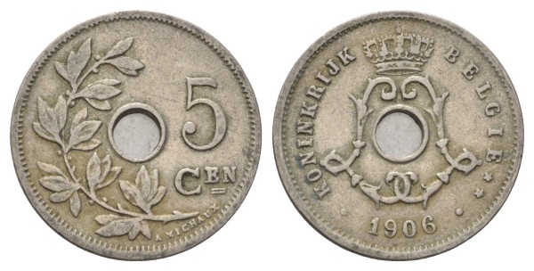 Бельгия, 5 сантимов 1906 год