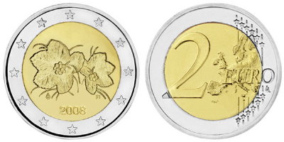 Финляндия, 2 евро 2008 (UNC, биметалл)