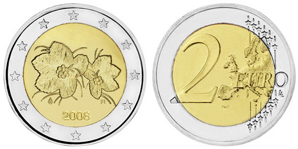 Финляндия, 2 евро 2008 (UNC, биметалл)