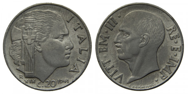 Италия, 20 чентезимо 1941 год
