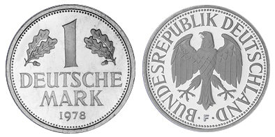 Германия, 1 марка 1978 год, F ПРУФ №5