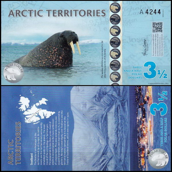 Арктические территории 3,5 доллара 2014 год. UNC