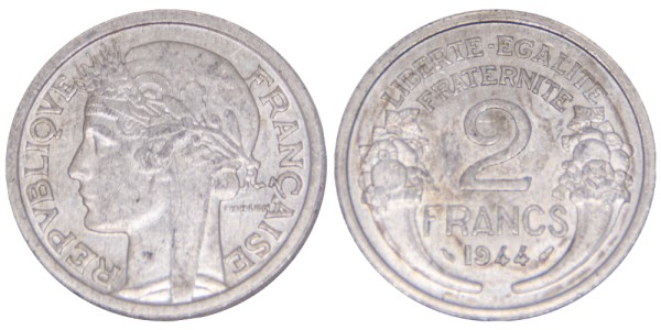 Франция, 2 франка 1944 год