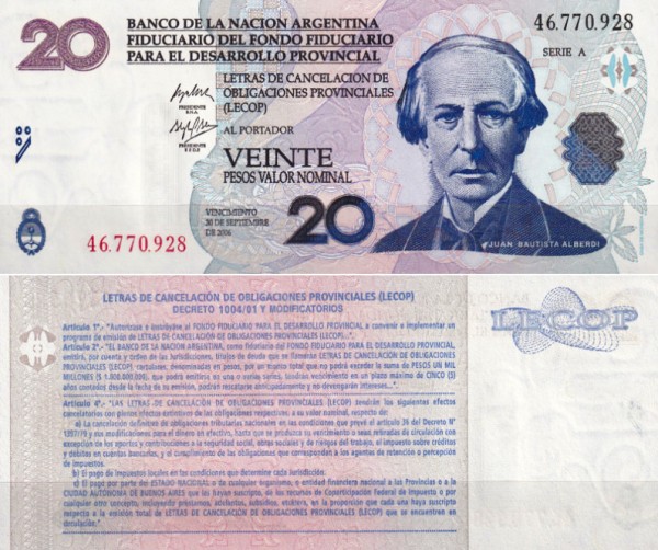 Аргентина 20 песо 2006 (UNC Pick NL)