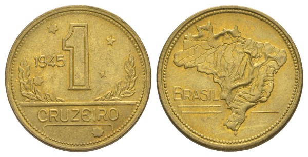 Бразилия 1 крузейро 1945 год